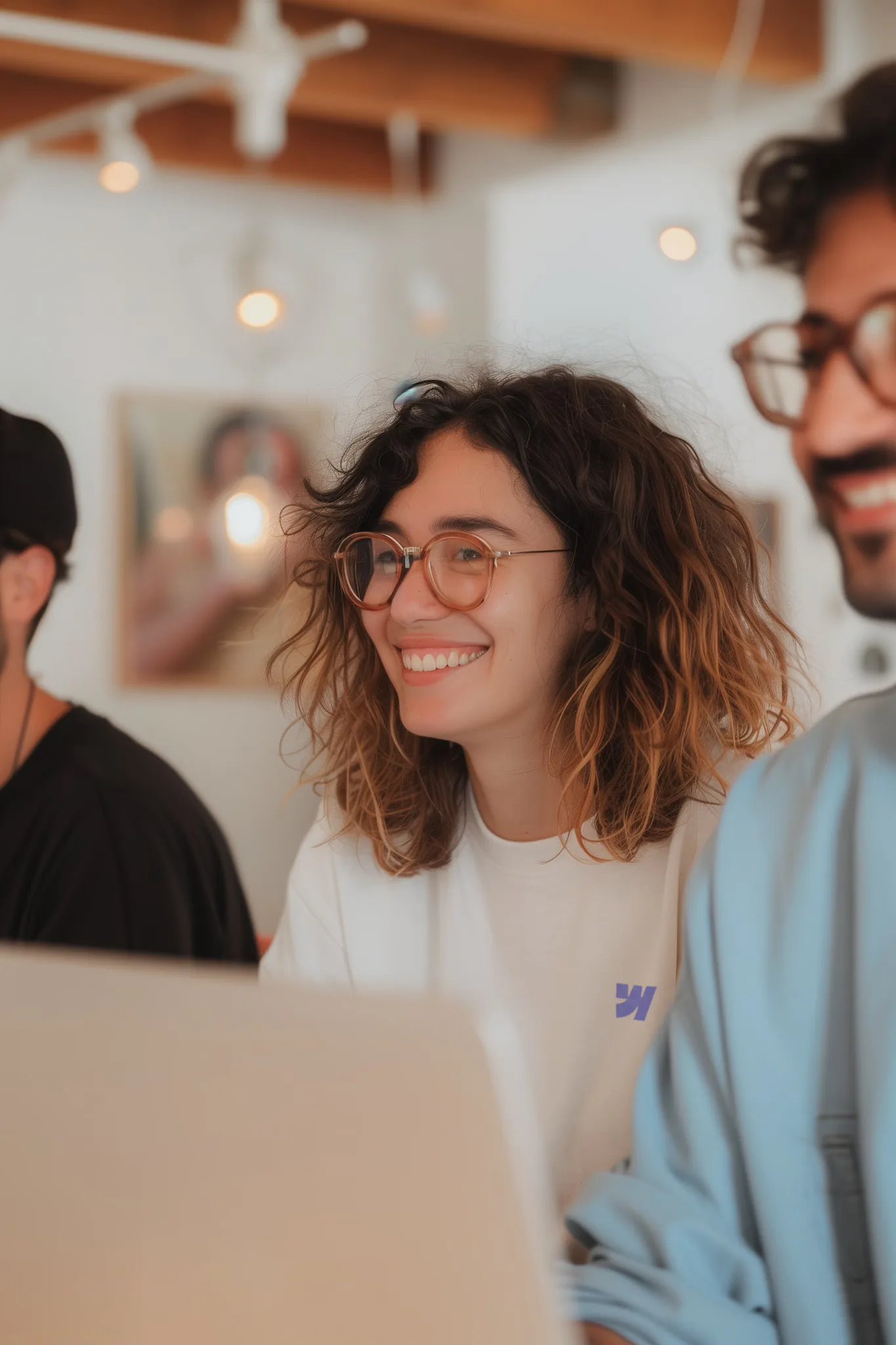 Team collaborating in a modern workspace
