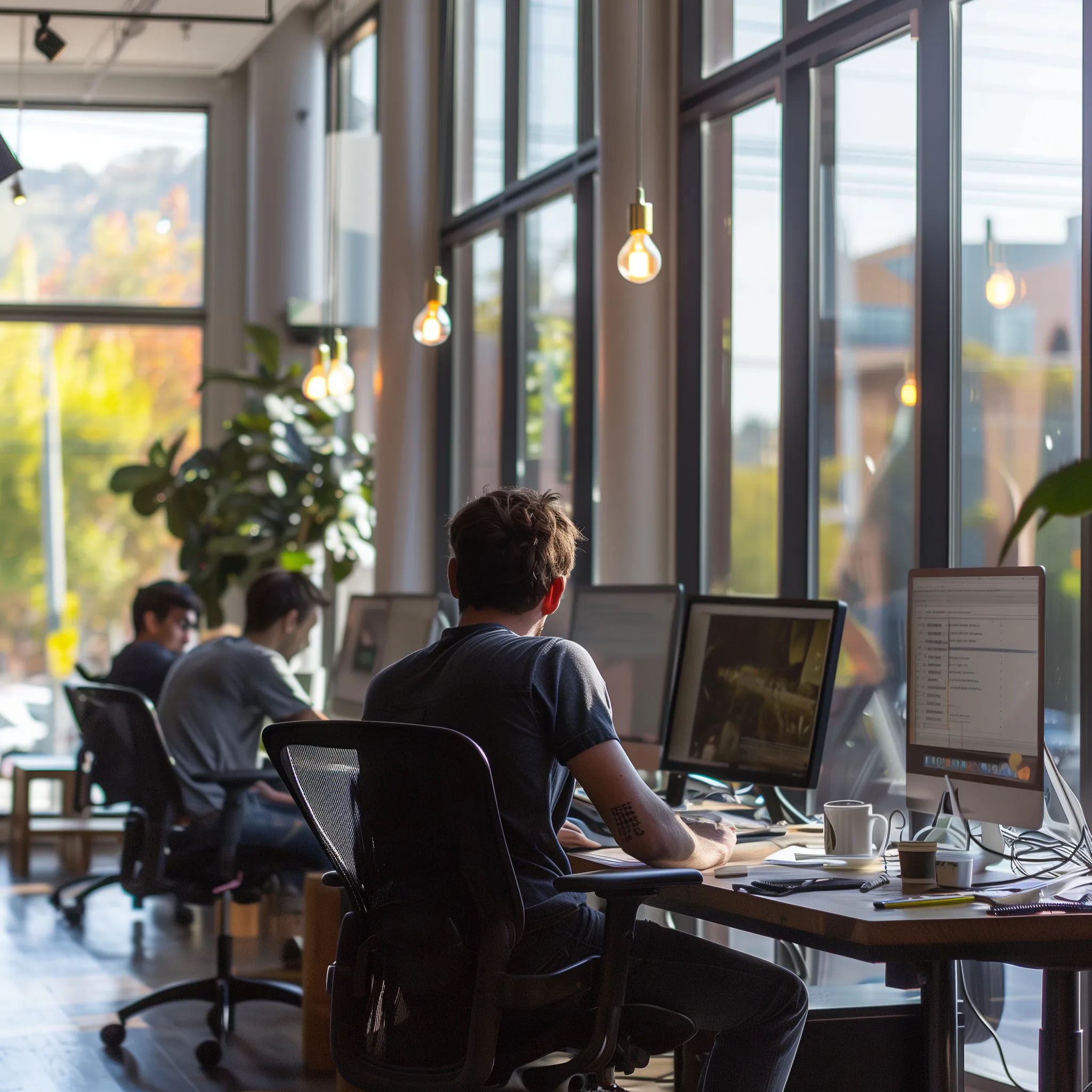Professionals working together at a desk